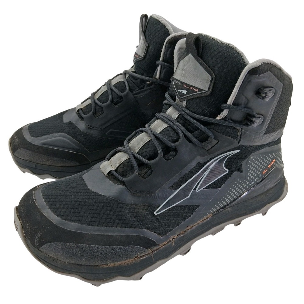 Altra Lone Peak All-WTHR Mid Shoes Mens Size 9 Black Waterproof Trail Hiking